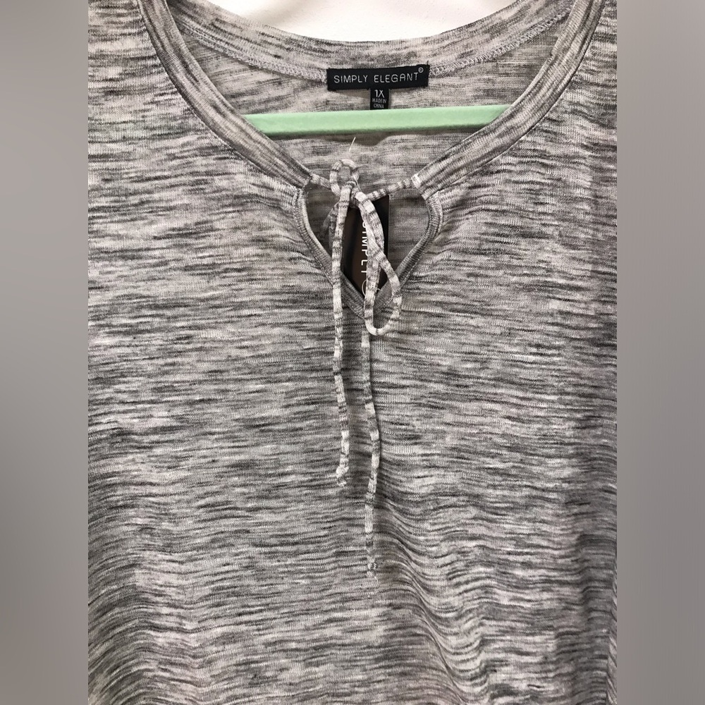 Women's Long Sleeve Heather Grey Long Top T Shirt Clothing Blouse Dress Top - Picture 3 of 3